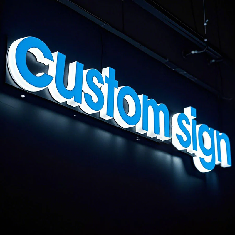 Led Full Colour halo Sign Light Acrylic Fabricated Letters Sign for Business